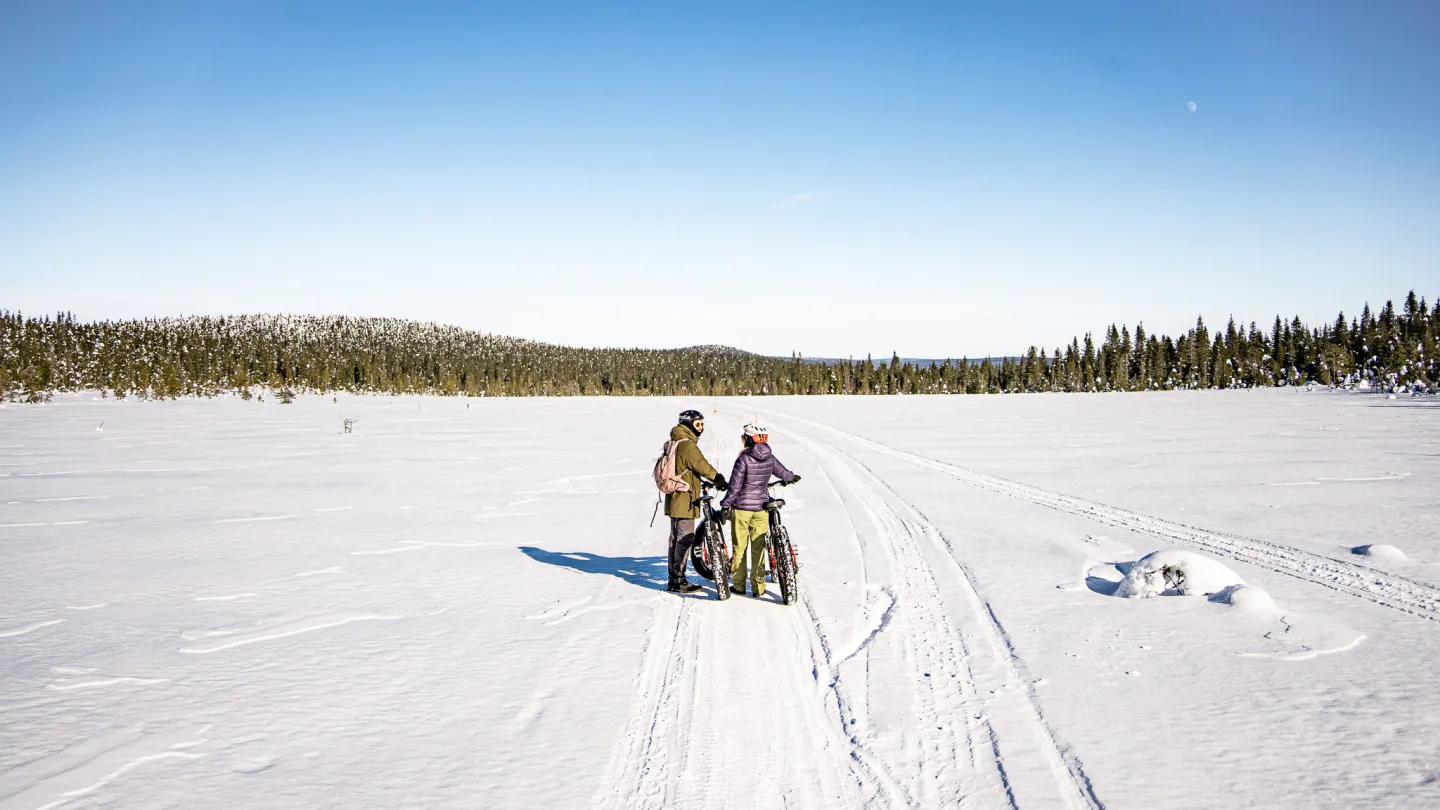 keväällä Iso-Syötteen poluilla fatbikella